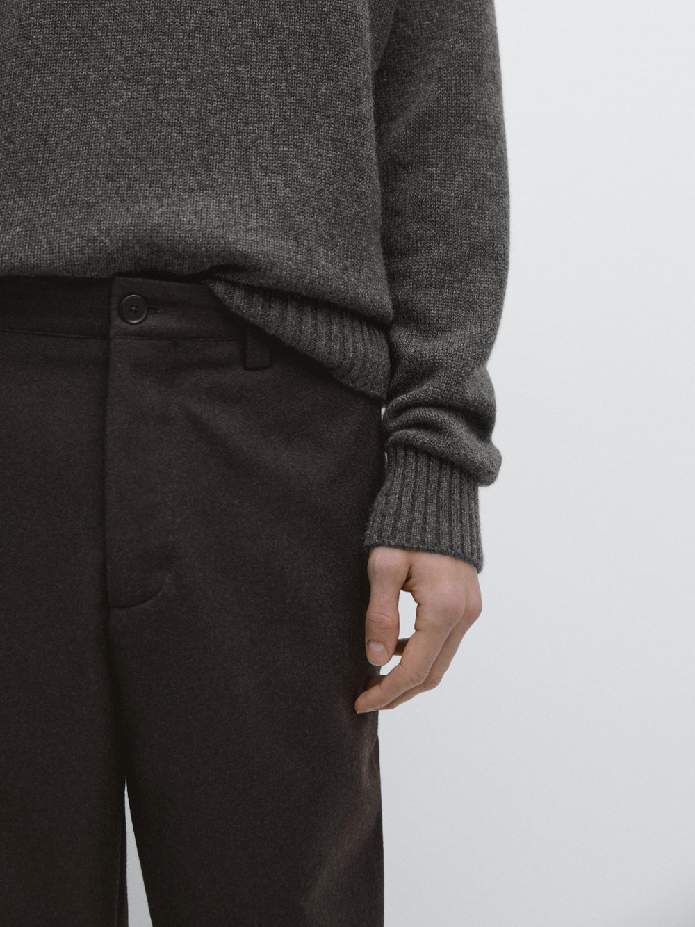 Massimo Dutti Брюки из шерстяной смеси Total Look, коричневый