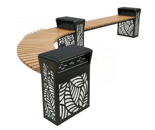 Скамейка стальная «Полтава» с зарядкой для телефонов