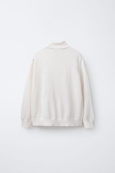 ZARA ВЯЗАНЫЙ СВИТЕР С ВОРОТНИКОМ-СТОЙКОЙ, ЭКРЮ