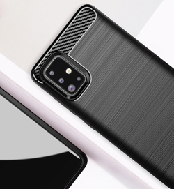 Чехол для Samsung Galaxy A71 цвет Black (черный), серия Carbon от Caseport
