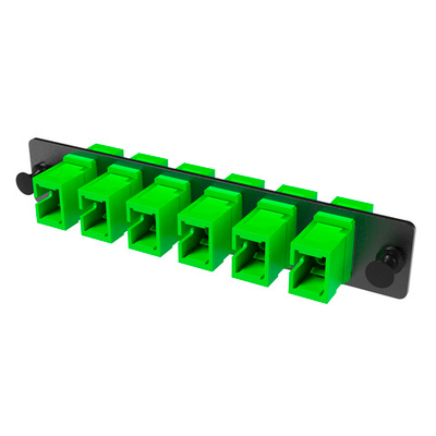 Адаптерная планка с установленными 6xSC Simplex адаптерами (цвет адаптера - зеленый), OS2, 1/2 HU