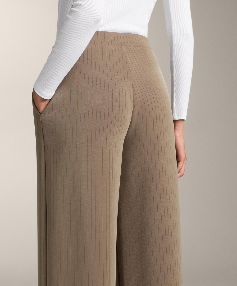 OYSHO Брюки прямого кроя с полосками из модала, мокко