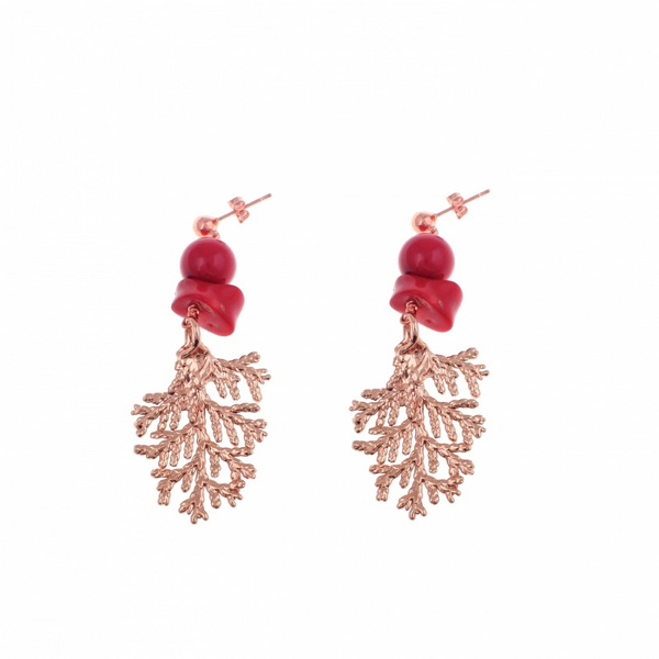 Серьги листья Ester Bijoux Кипарис OR1005-RG/R BR