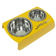 Зооник подставка двойная мет. миски жёлтый 0,35л + 0,9л