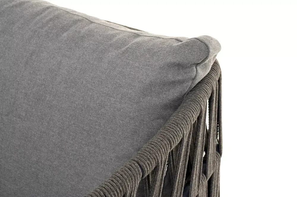 "Диего" лаунж-зона 4-местная плетеная из роупа (веревки), каркас алюминиевый темно-серый, роуп темно-серый