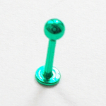 Для пирсинга губы лабрет 8 мм с шариком 3 мм. медицинская сталь, анодирование.  Зеленый
