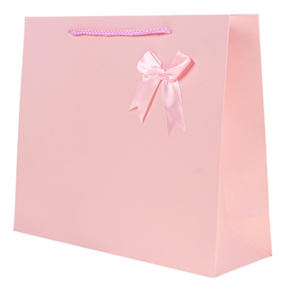 Пакет подарочный "Бант" 32*26*10,4см, с атласным бантом, 4 цвета микс