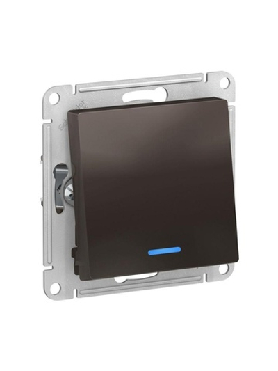 Переключатель проходной 1-кл. СП AtlasDesign 10А IP20 (сх. 6а) 10AX с подсветкой механизм мокко SE ATN000663