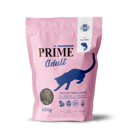 PRIME 400гр Skin&amp;Coat Сухой корм для кошек здоровая кожа и шерсть с 12мес Лосось