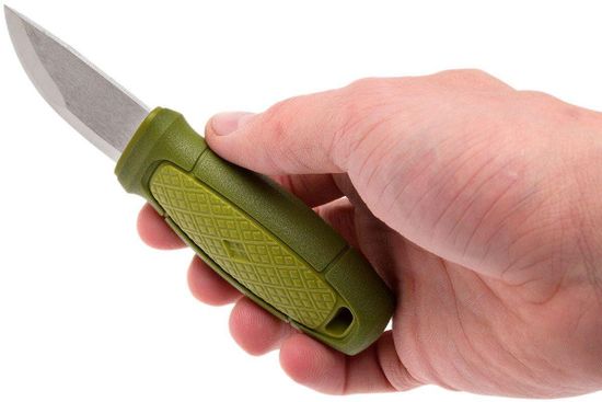 Нож Morakniv Eldris, нержавеющая сталь, цвет зеленый, ножны, шнурок, огниво, 12633