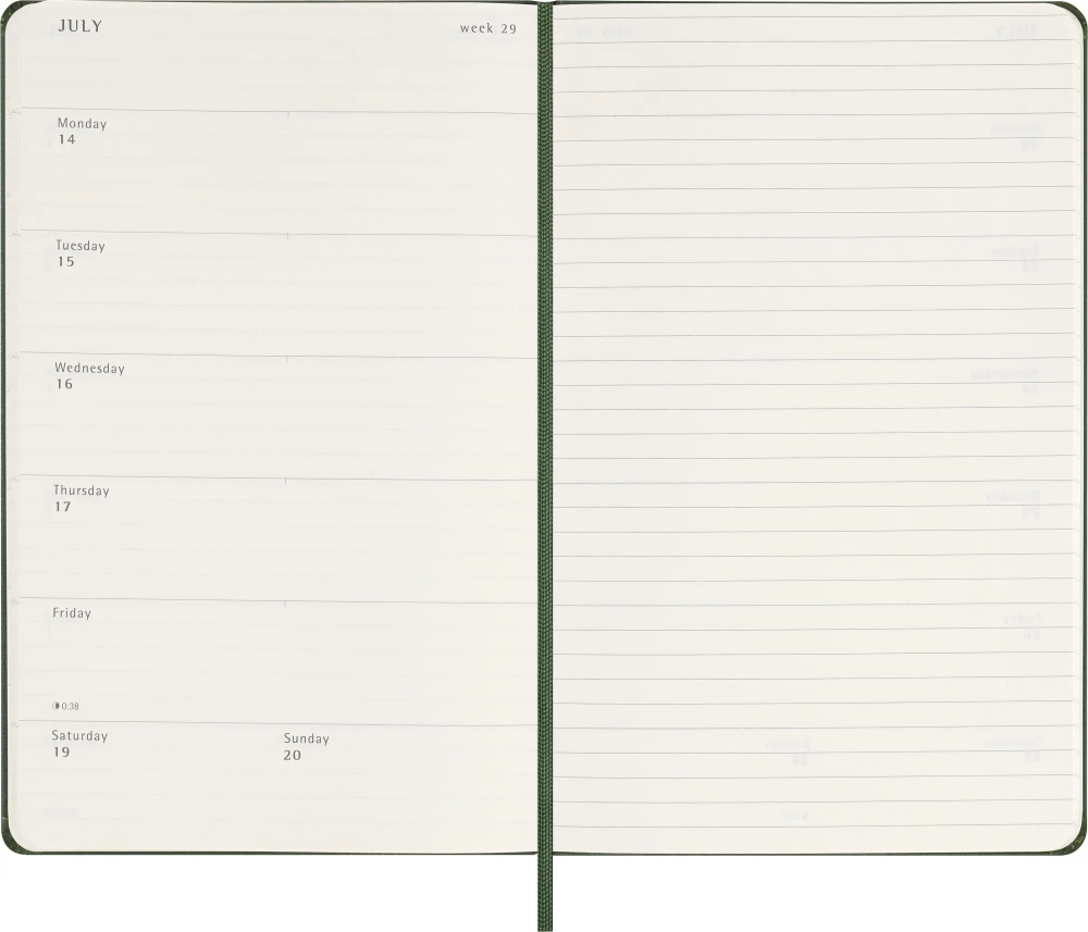 Еженедельник на 2025 год Moleskine Classic (DHK1512WN3) 13х21см твердая обложка зеленый