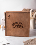 Подарочный набор в деревянном ящике с медом, орехами, деликатесами и дичью №2