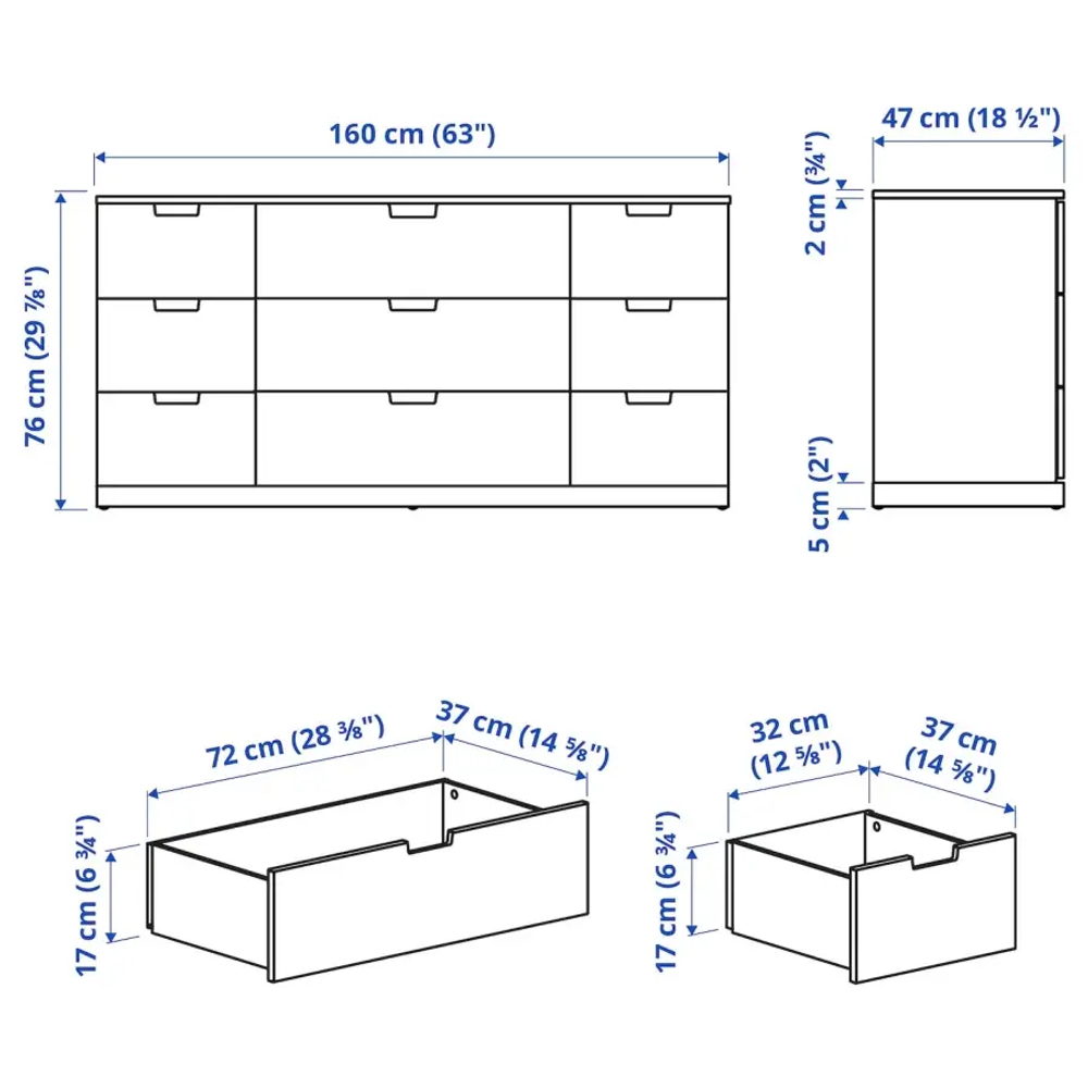 Комод - IKEA NORDLI/НОРДЛИ ИКЕА, 47х76х160 см, белый