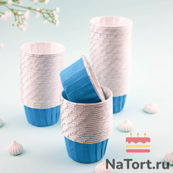 Формы бумажные с ламинацией «Маффин» 50х40 мм (Синий) 100 шт