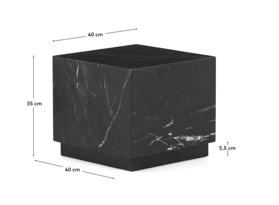 Приставной столик Sorein 40x40 см из черного мрамора