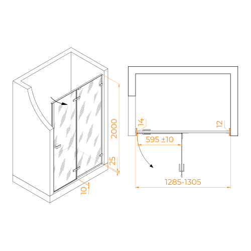 Душевая дверь RGW SV-004Gr (Матовое-Сатинат, 1300)