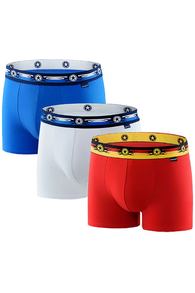 Комплект из 3-х трусов белого, голубого и красного цвета