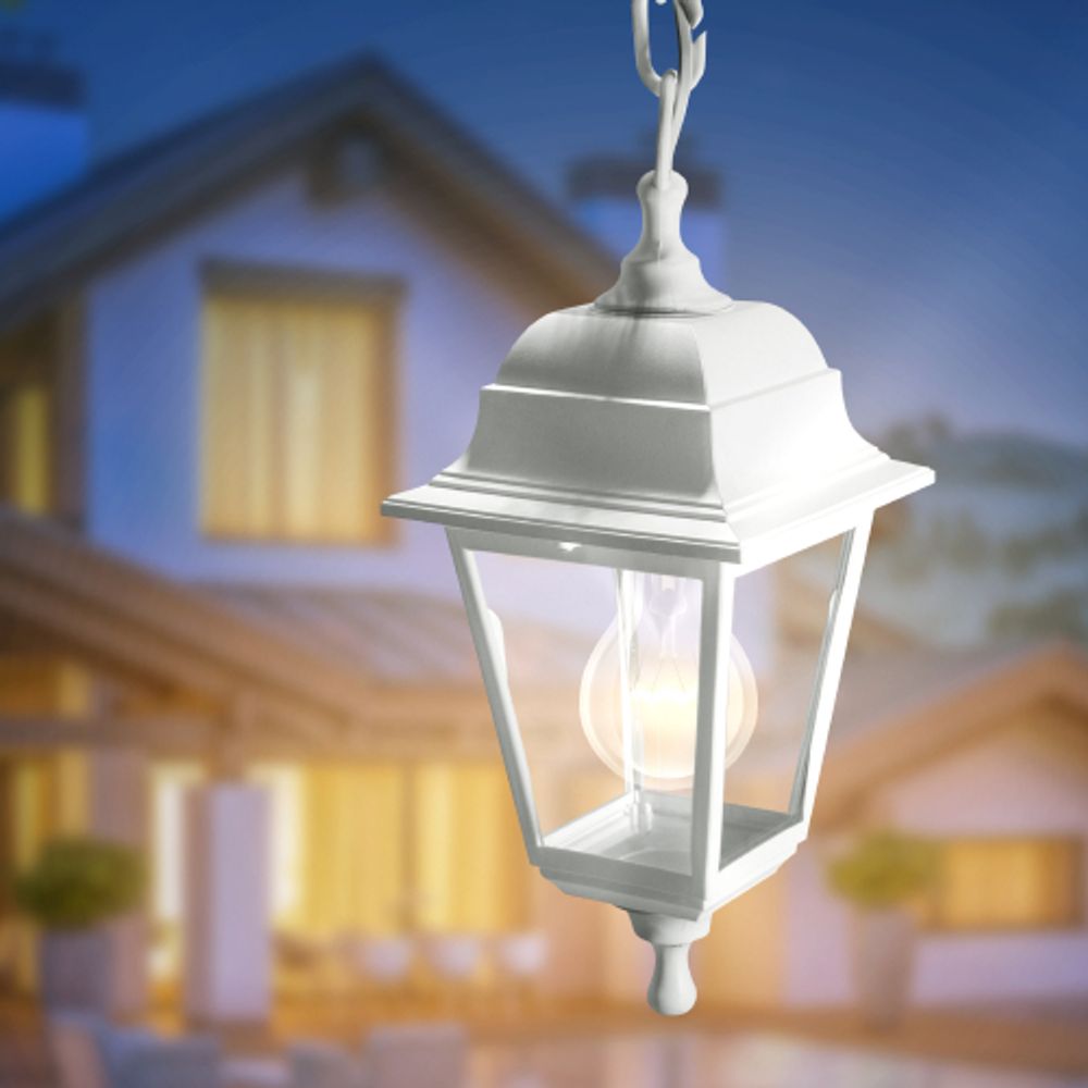 Садово-парковый светильник ЭРА НСУ 04-60-001 белый 4 гранный подвесной IP44 Е27 max60Вт