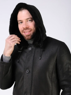 Дубленка зимняя натуральная с капюшоном