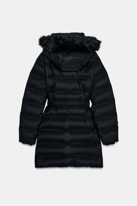 ZARA ПУХОВИК С КАПЮШОНОМ WATER REPELLENT WINDPROOF, ЧЕРНЫЙ