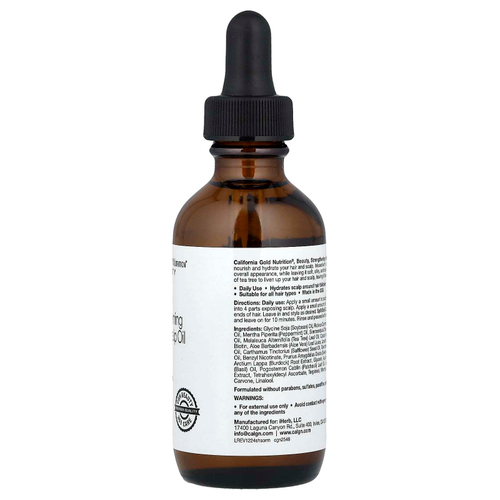 California Gold Nutrition, Beauty, укрепляющее масло для волос и кожи головы, биотин, розмарин и мята, 59 мл (2 жидк. унции)