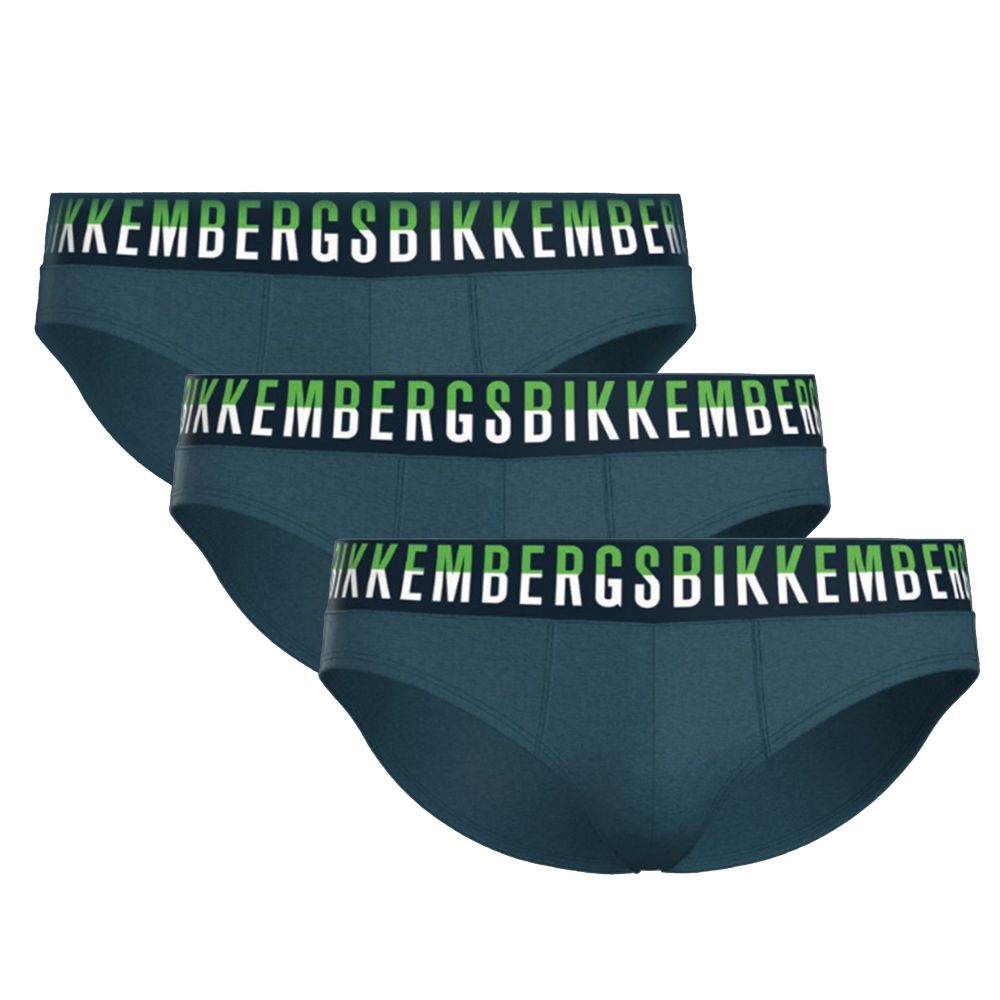 Мужские трусы брифы синие набор 3в1 Bikkembergs BICOLOR BKK52USP27TR