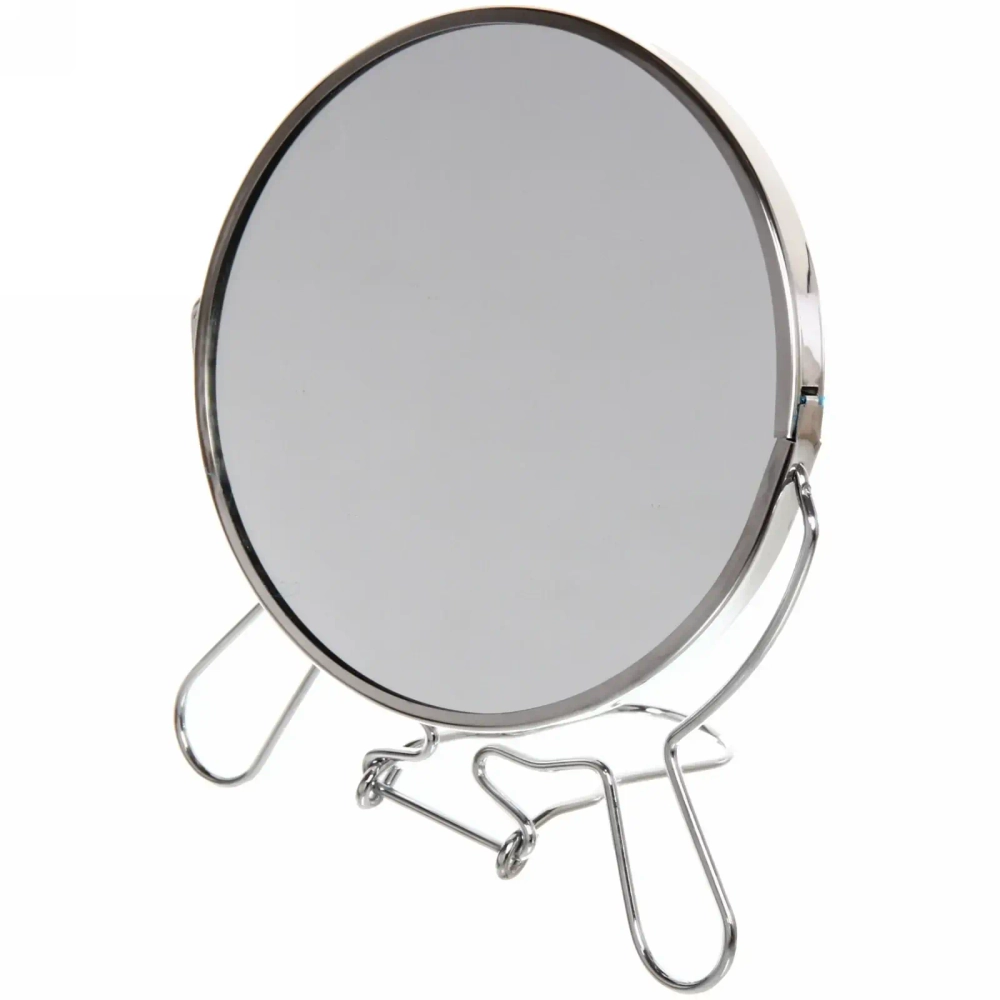 Зеркало настольное в металлической оправе «Модерн» круг, двухстороннее d11,5см