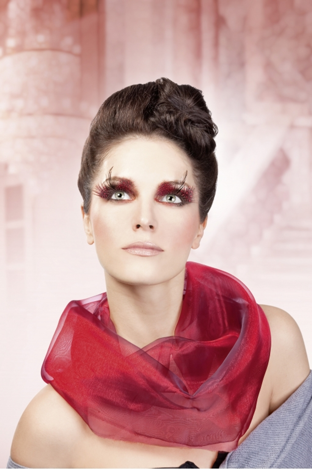 Красно-фиолетовые ресницы-перья (Цвет: фиолетовый)