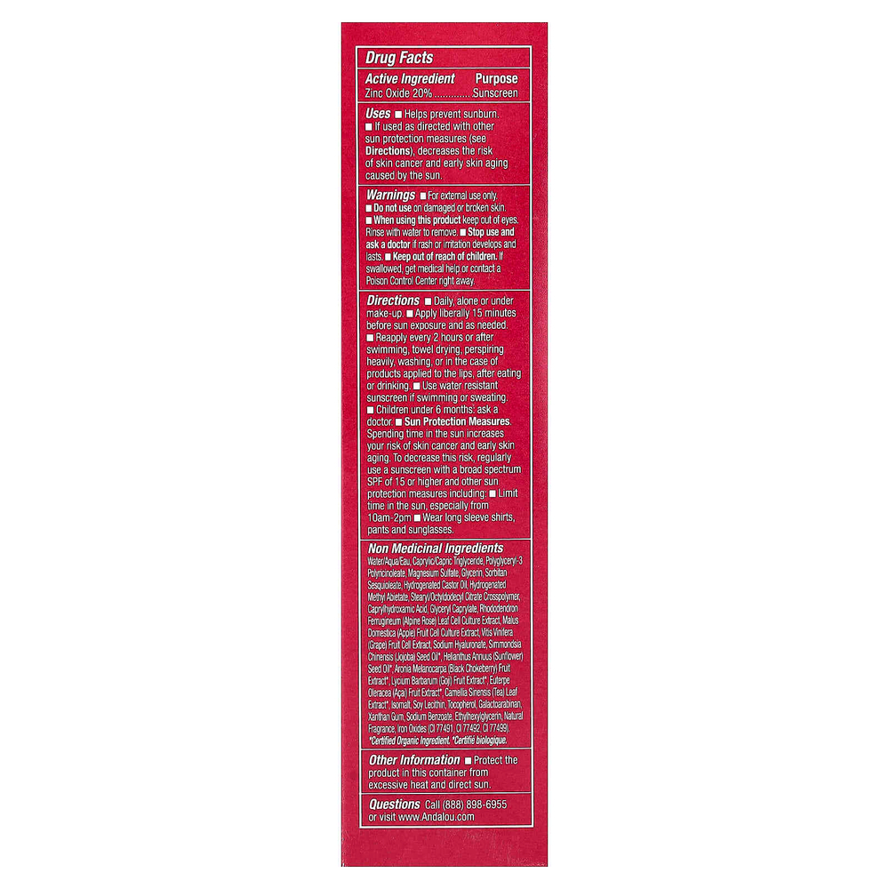 Andalou Naturals, 1000 Roses®, Color + Correct, для чувствительных волос, SPF 30, чистый загар, 58 мл (2 жидк. унции)