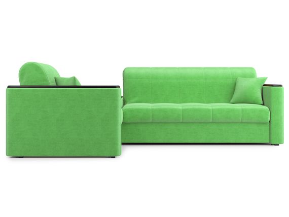 Диван угловой с Баром Неаполь 1,6 - Velutto 31 зеленый/ коричневая накладка