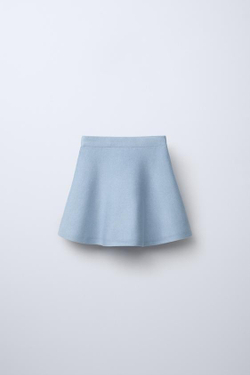 ZARA РАСКЛЕШЕННАЯ ТРИКОТАЖНАЯ ЮБКА, ГОЛУБОЙ