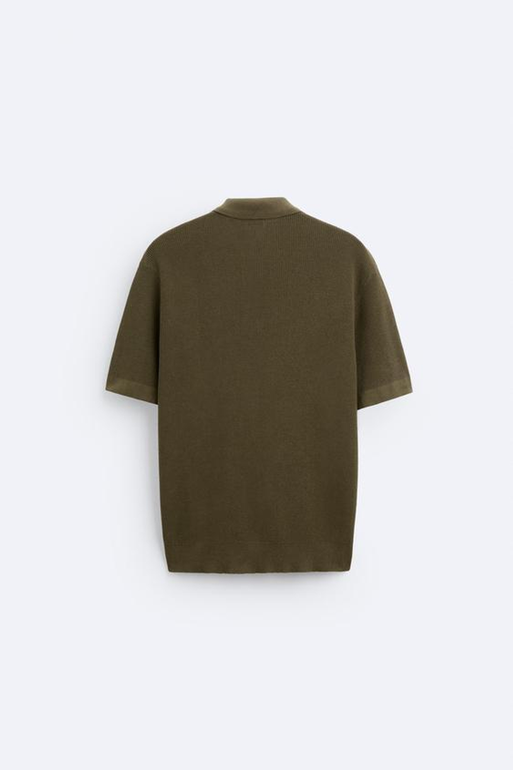 ZARA ПОЛО ИЗ ДВУХИЗНАНОЧНОГО ТРИКОТАЖА, ХАКИ