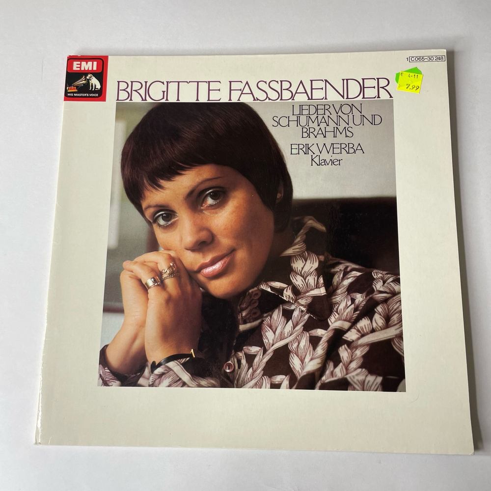 Винтажная виниловая пластинка LP Brigitte Fassbaender, Erik Werba, Lieder Von Schumann Und Brahms Шуман Брамс (Германия 1976)