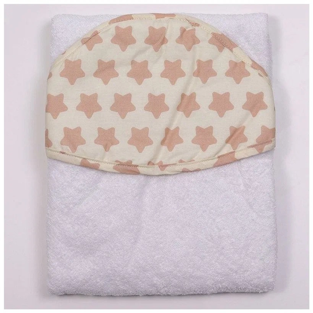 Полотенце-уголок топотушки М5-3 махра 100*75 см звезда бежевый