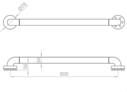 Поручень прямой Nofer 15054.60.NBA 600 мм алюминиевый с нейлоновым покрытием, белый схема