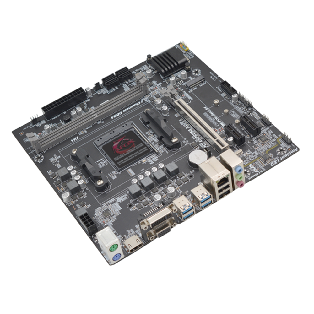 Материнская плата AFOX B450D4-MA-V4, SocketAM4, mATX, Retail, 2xDDR4, PCIe3.0, 1xM.2, GLAN, 6xUSB2, 4xUSB3, VGA, HDMI