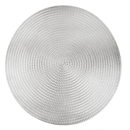 Салфетка сервировочная (плейсмат) "Аjouré" (серебро) d=38см. (min4) (упаковочный пакет)