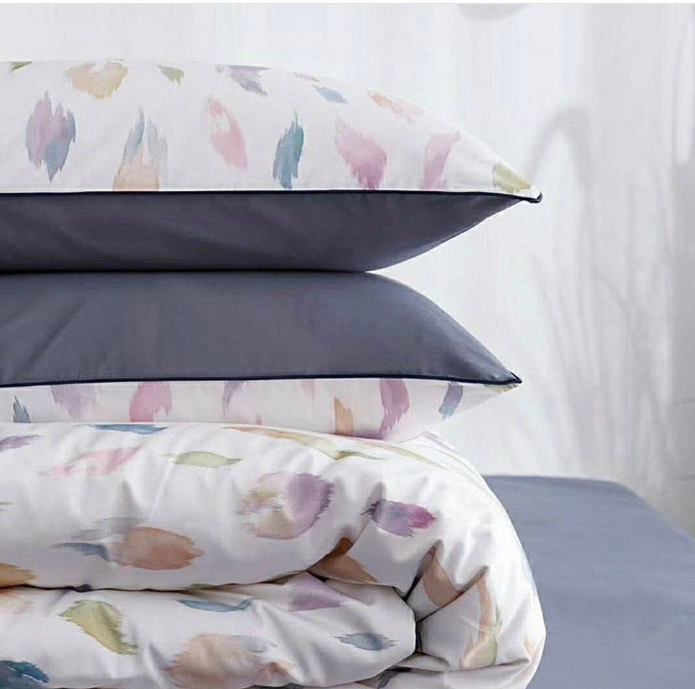 Постельное белье ЕВРО (двуспалка) Египедский Хлопок Краски на белом