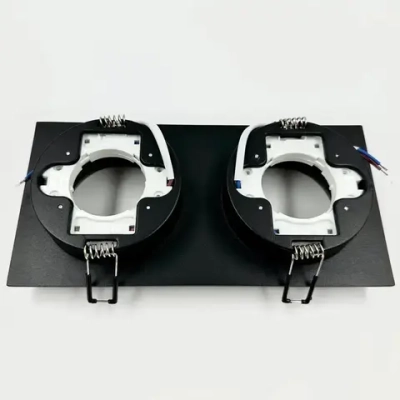 Светильник потолочный встраиваемый GX5.3 двойной, спот точечный черный светодиодный