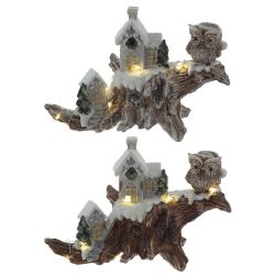 GAEM Фигурка декоративная "Зимняя композиция" с подсветкой (LR44x2,прилаг), L2, L20,5 W9 H14 см, 2в.