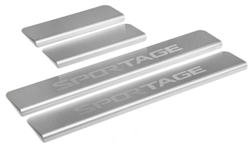 Накладки на пороги Rival для Kia Sportage IV 2016-2022, нерж. сталь, с надписью, 4 шт., NP.2806.3