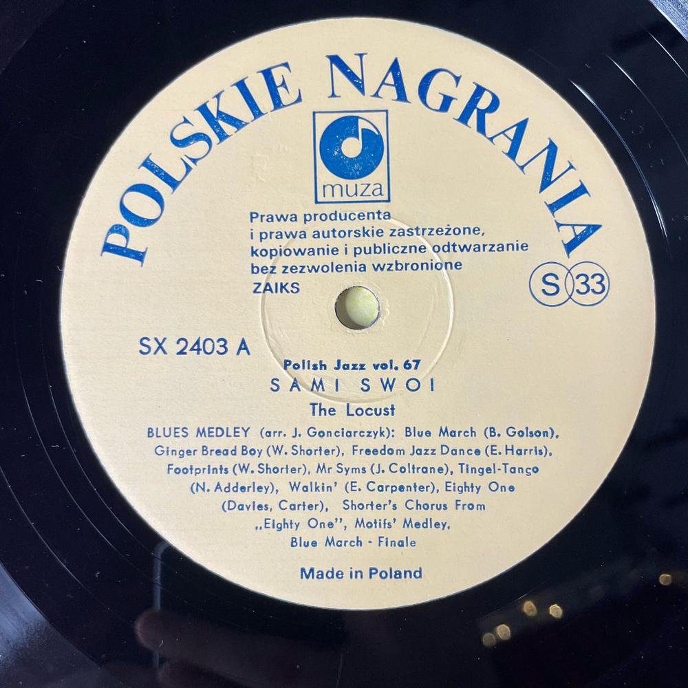 Винтажная виниловая пластинка LP Sami Swoi The Locust (Польша 1982) Польский Джаз