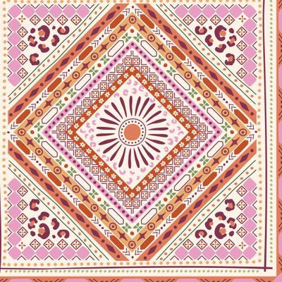 Геометрический этнический принт. Тропический ромб, квадрат