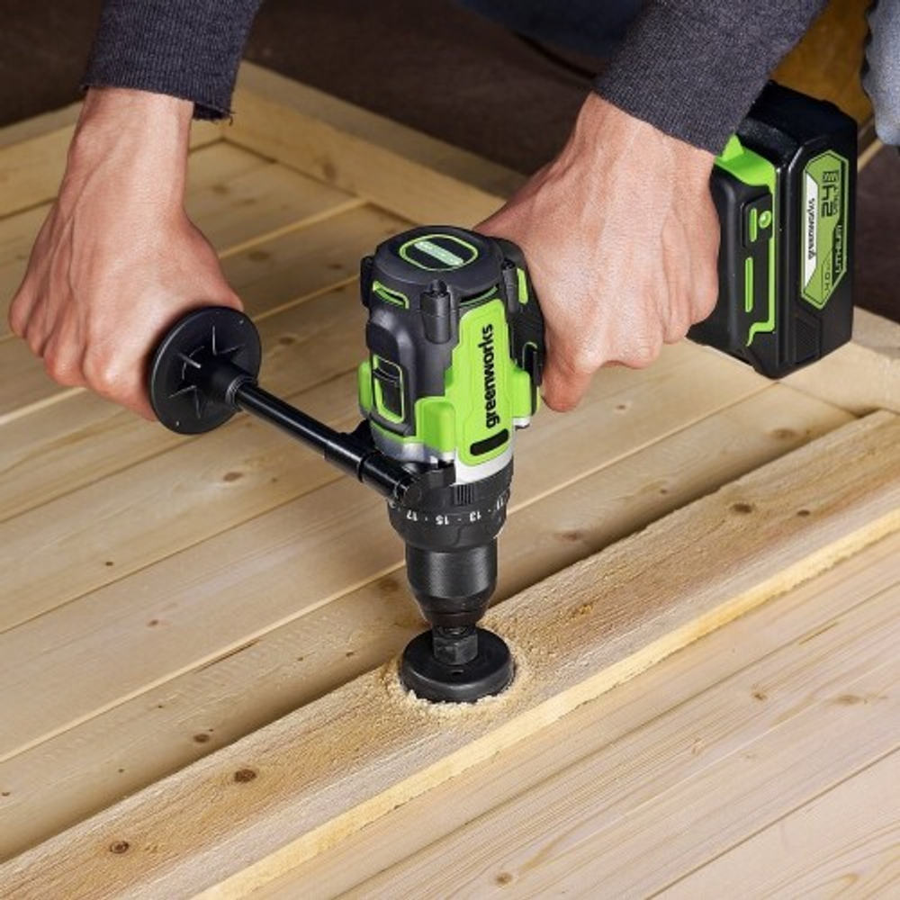 Дрель-шуруповерт аккумуляторная GREENWORKS GD24DD140 ударная, 24V, АКБ 4Ач и ЗУ 3707607CUB