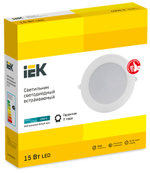 Светильник светодиодный ДВО 1715 белый круг 15Вт 4000К IP40 IEK