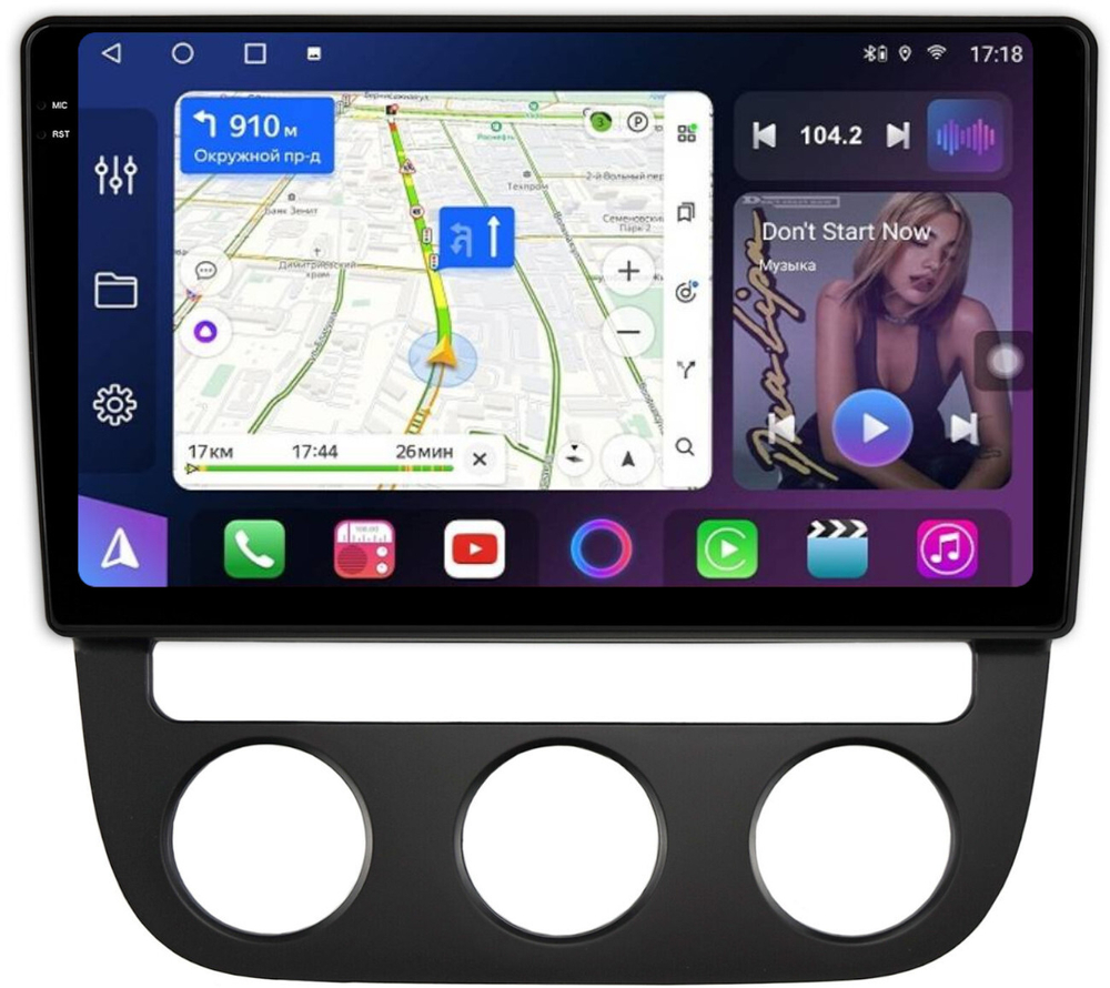 Магнитола Volkswagen Jetta 5 2005-2010 (климат 1) - FarCar BM3228M-2K монитор 10.36" 2K QLED на Android 14, TS10, 4+32Гб, CarPlay, 4G SIM-слот