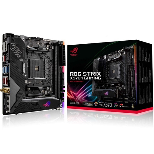 Материнская плата ASUS ROG STRIX X570-I GAMING (AM4/AMD X570/2xDDR4/PCI-Ex16/2xM.2/SB7.1/GLAN/Wi-Fi/BT/DP/HDMI/Mini-ITX)