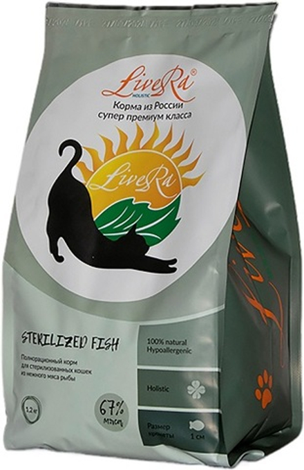 Сухой корм LiveRA Sterilized Fish для стерилизованных кошек, с рыбой - 1,2 кг