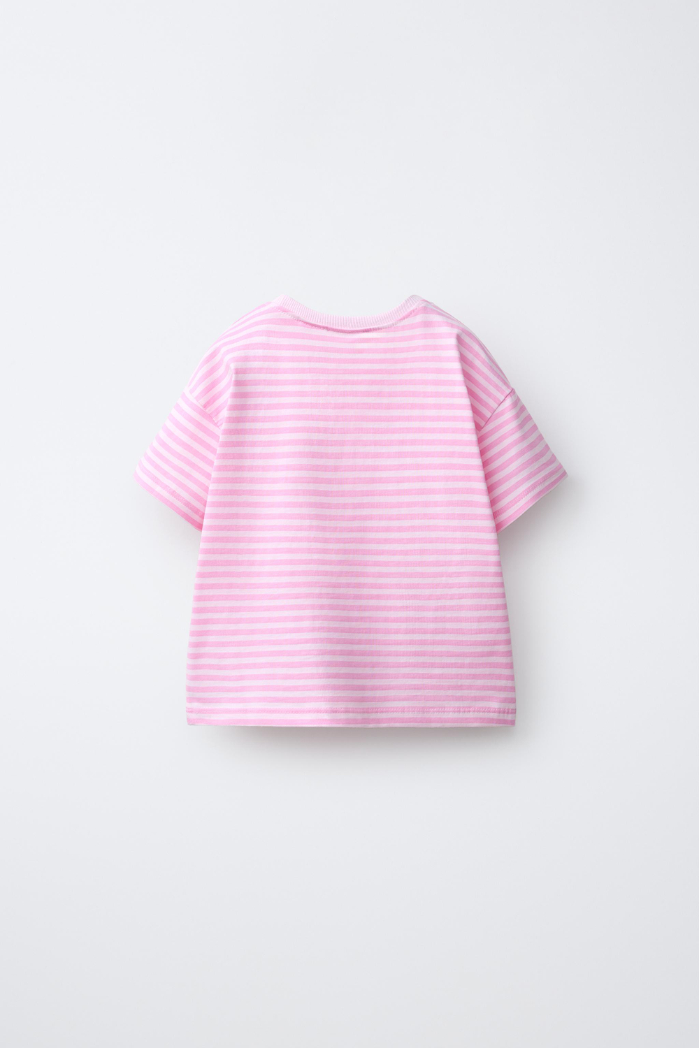 ZARA ФУТБОЛКА В ПОЛОСКУ С РЕЛЬЕФНЫМИ ДЕТАЛЯМИ, РОЗОВЫЙ