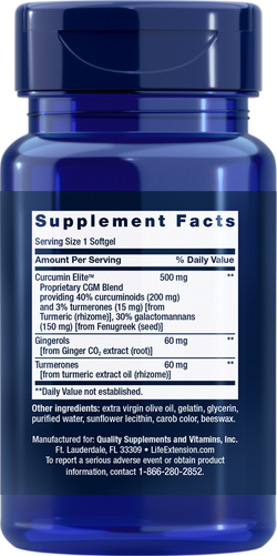 Advanced Curcumin Elite™ Turmeric Extract, Ginger & Turmerones 30 капсул Life Extension